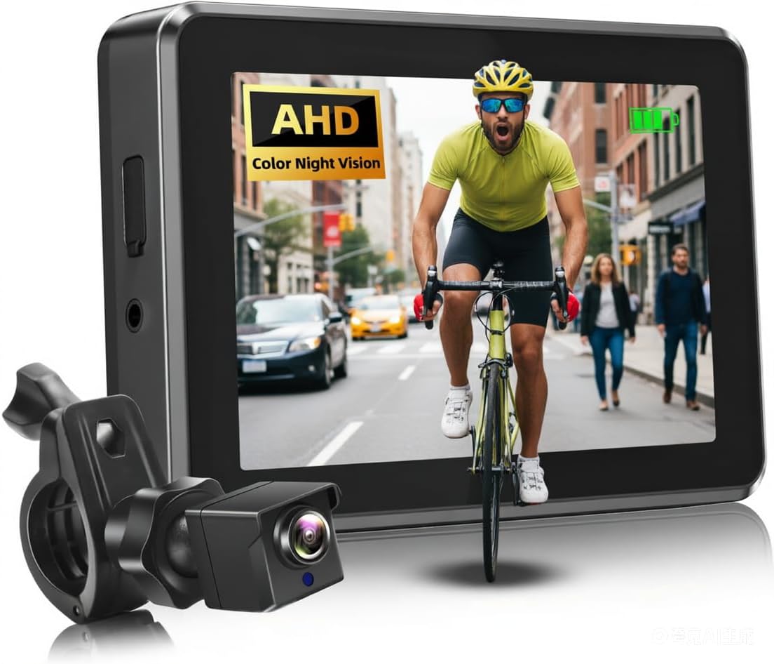 Telecamera posteriore bici HD con monitor 4,3" e visione notturna