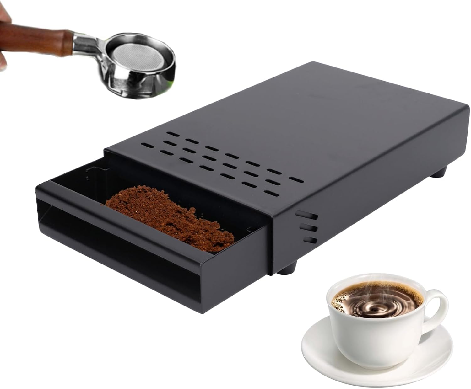 Coffee Knock Box in acciaio inox con cassetto rimovibile