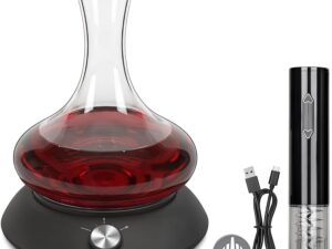 Set Decanter Vino con Shaker Elettrico Rotante