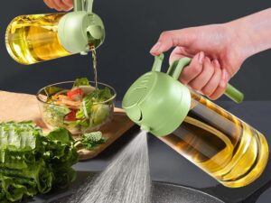 Spruzzatore olio 2 in 1, 470 ml, bottiglia vetro verde