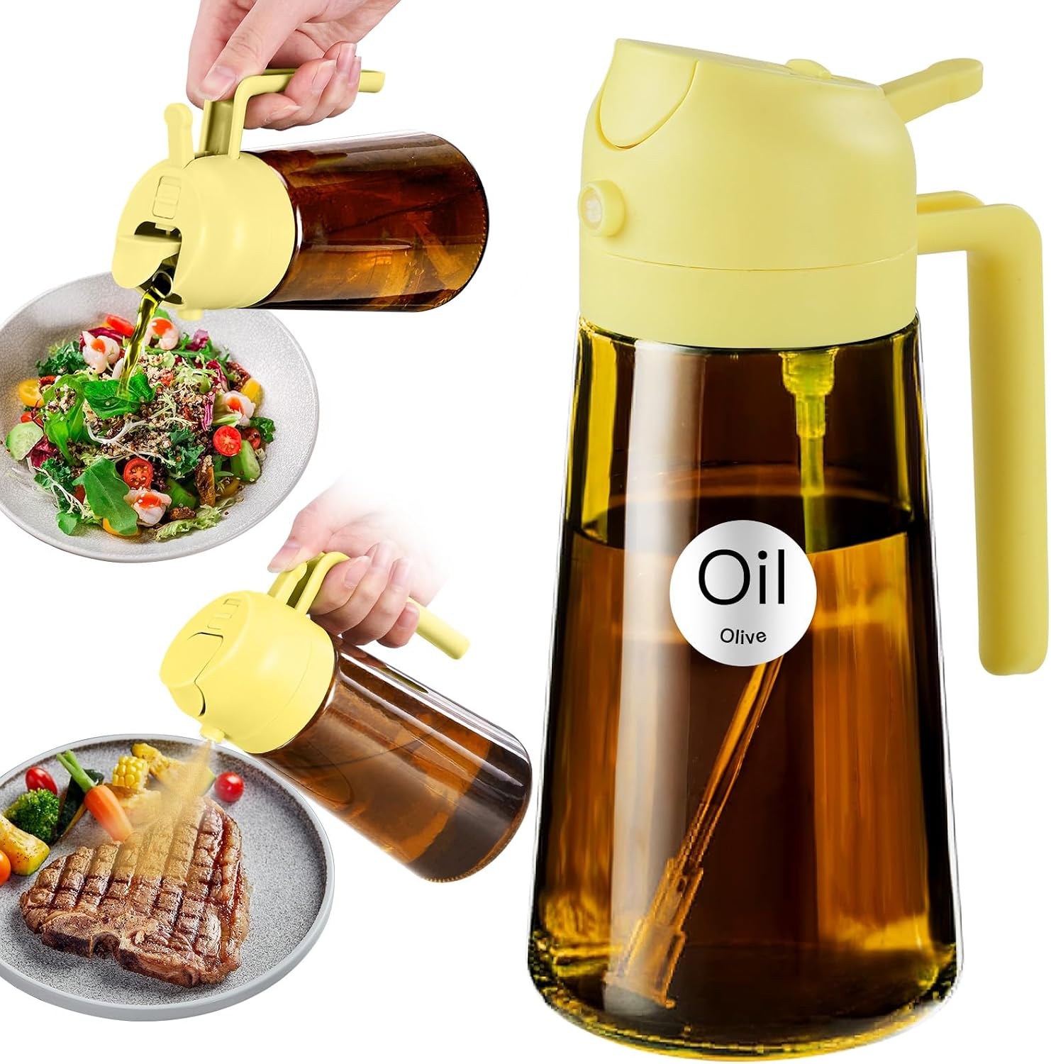YARRAMATE Spruzzatore Olio 2 in 1, 470ml, Vetro Ambra