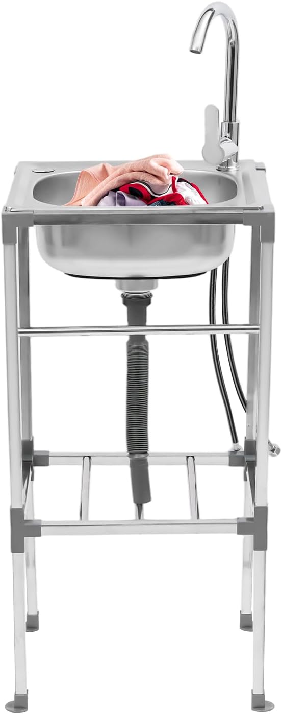 Lavabo in acciaio inox 360° con supporto, Lightakai