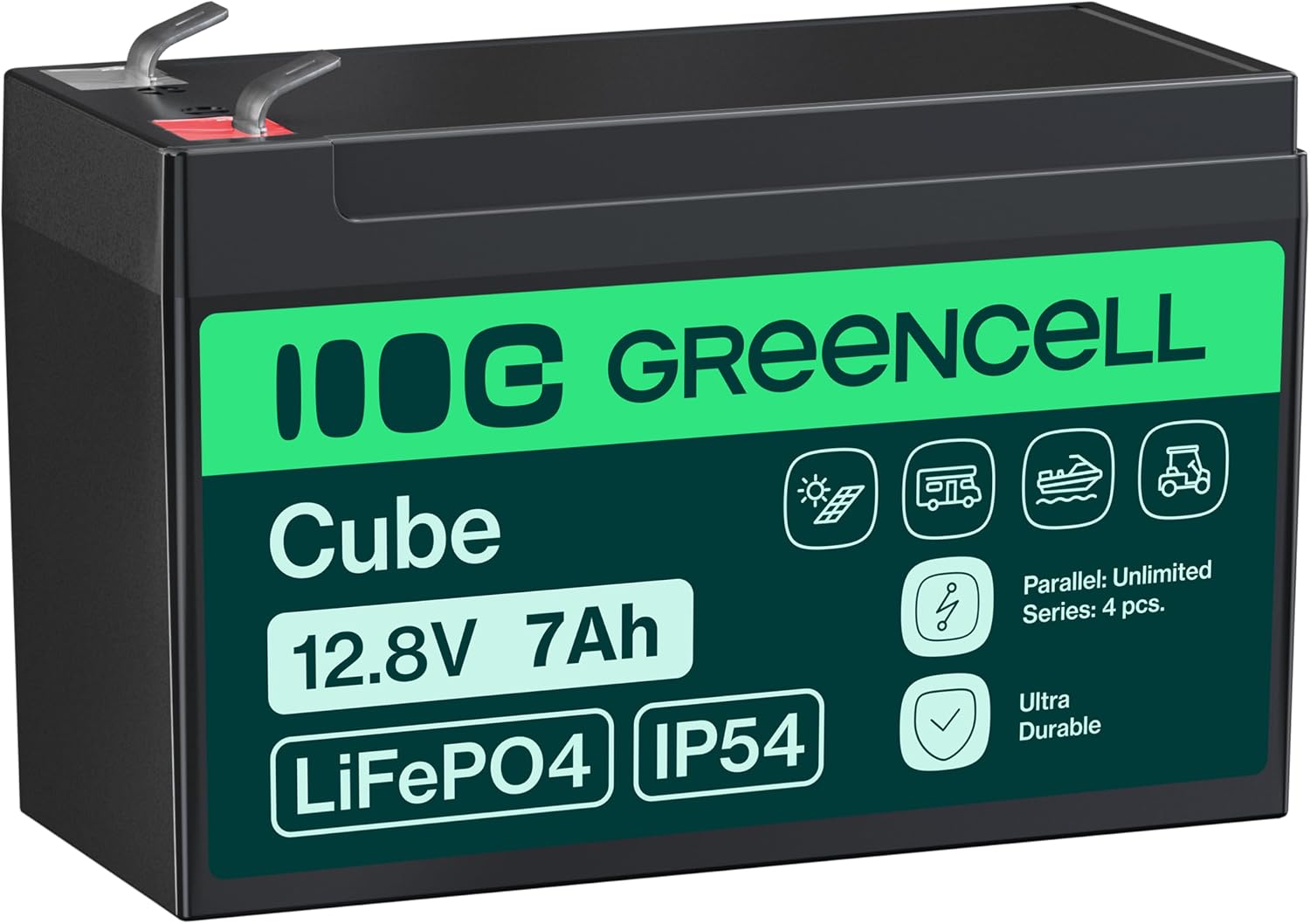 Green Cell CUBE LiFePO4 12.8V 7Ah - Batteria al litio per applicazioni off-grid