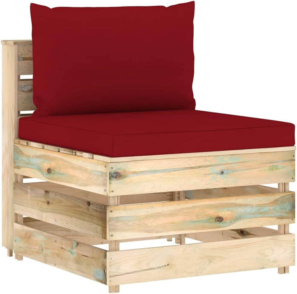 Divano modulare in legno pallet con cuscini vinaccia