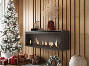 Skraut Home Caminetto LED Effetto Fiamma Realistico Nero