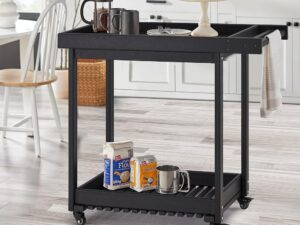 Carrello Barbecue Mobile con Doppio Ripiano - 4 Ruote