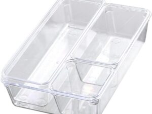 4 organizer plastica trasparente impilabili per casa/ufficio