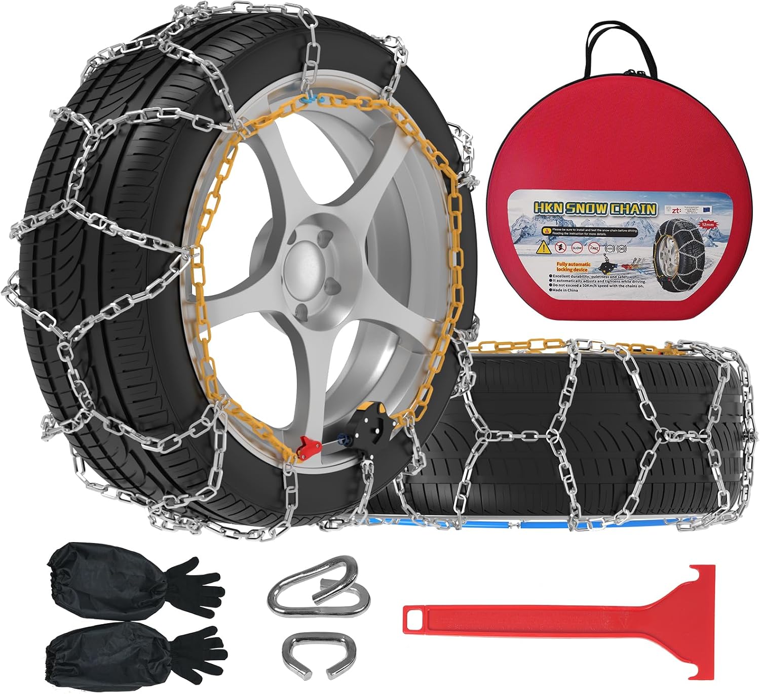 Catene da Neve Automatiche HAPPYMATE 12 mm - Montaggio in 1 Minuto