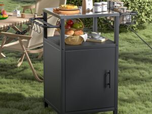 Carrello barbecue con piastra inox, nero