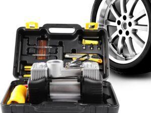 Cassetta attrezzi con compressore 12V per auto bici moto