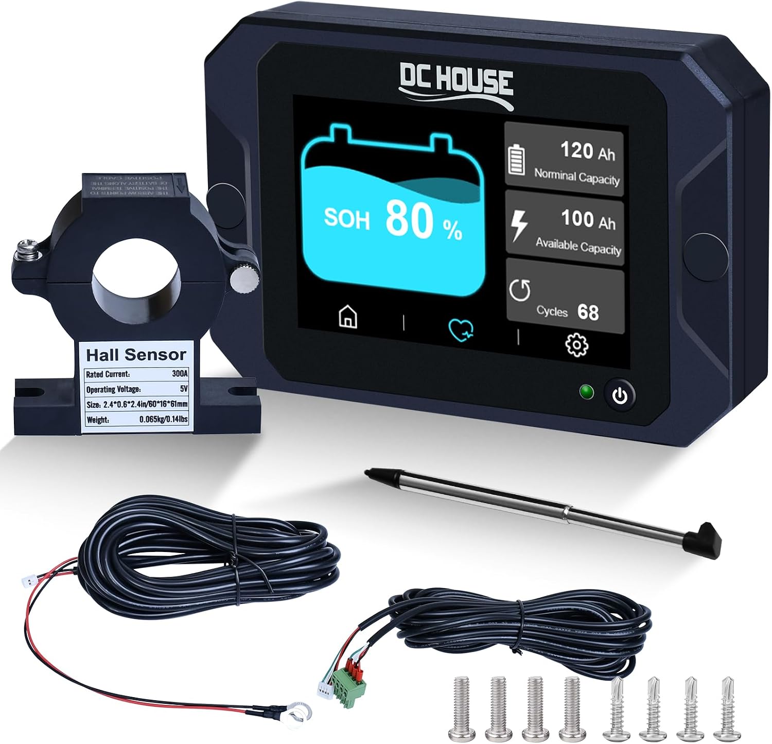DCHOUSE Monitor Batteria 300A per 12V-48V LiFePO4/AGM/Gel