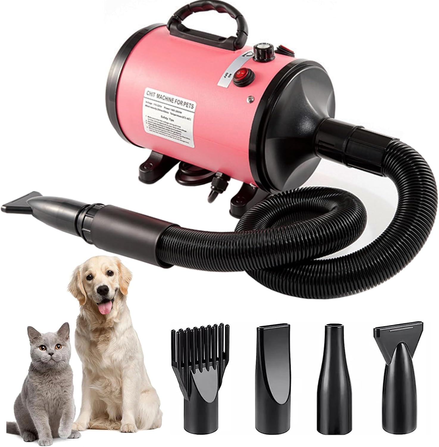 Soffiatore per Cani 2800W Professionale con 4 Ugelli