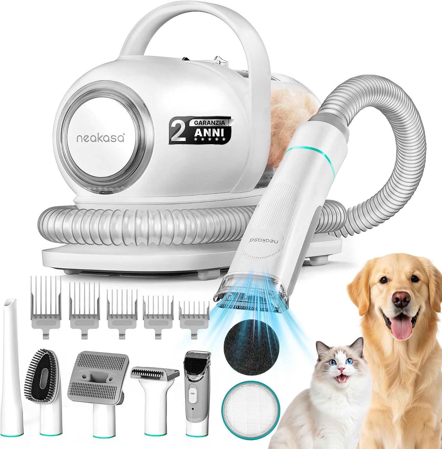 Neakasa P1 PRO: Tagliacapelli + Aspirapolvere 5 in 1 per Cani e Gatti