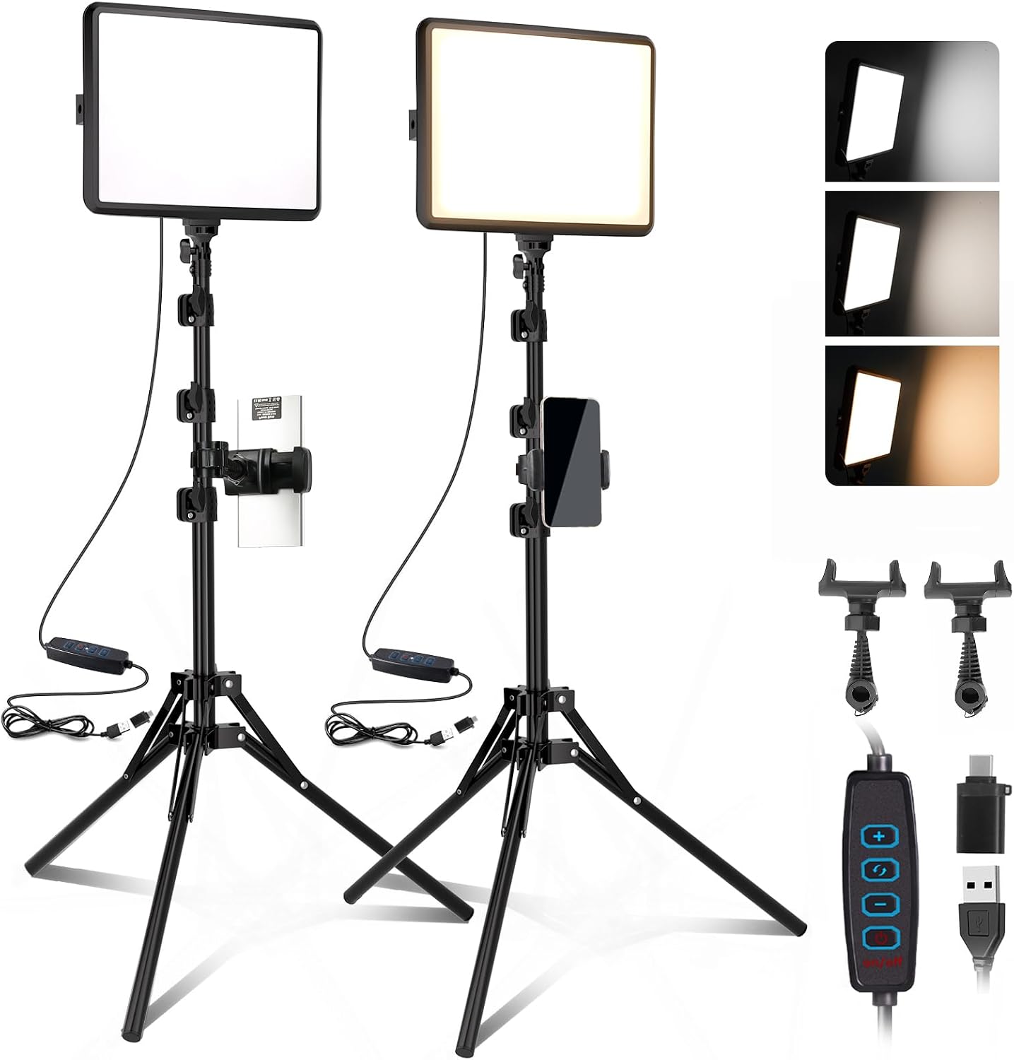 Kit Luci LED 2x15W 2800-6500K + Treppiede per Foto e Video