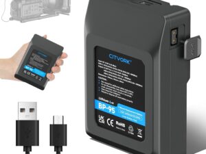 Batteria CITYORK 95Wh V-Mount per Sony BP-95W, USB-C e D-Tap
