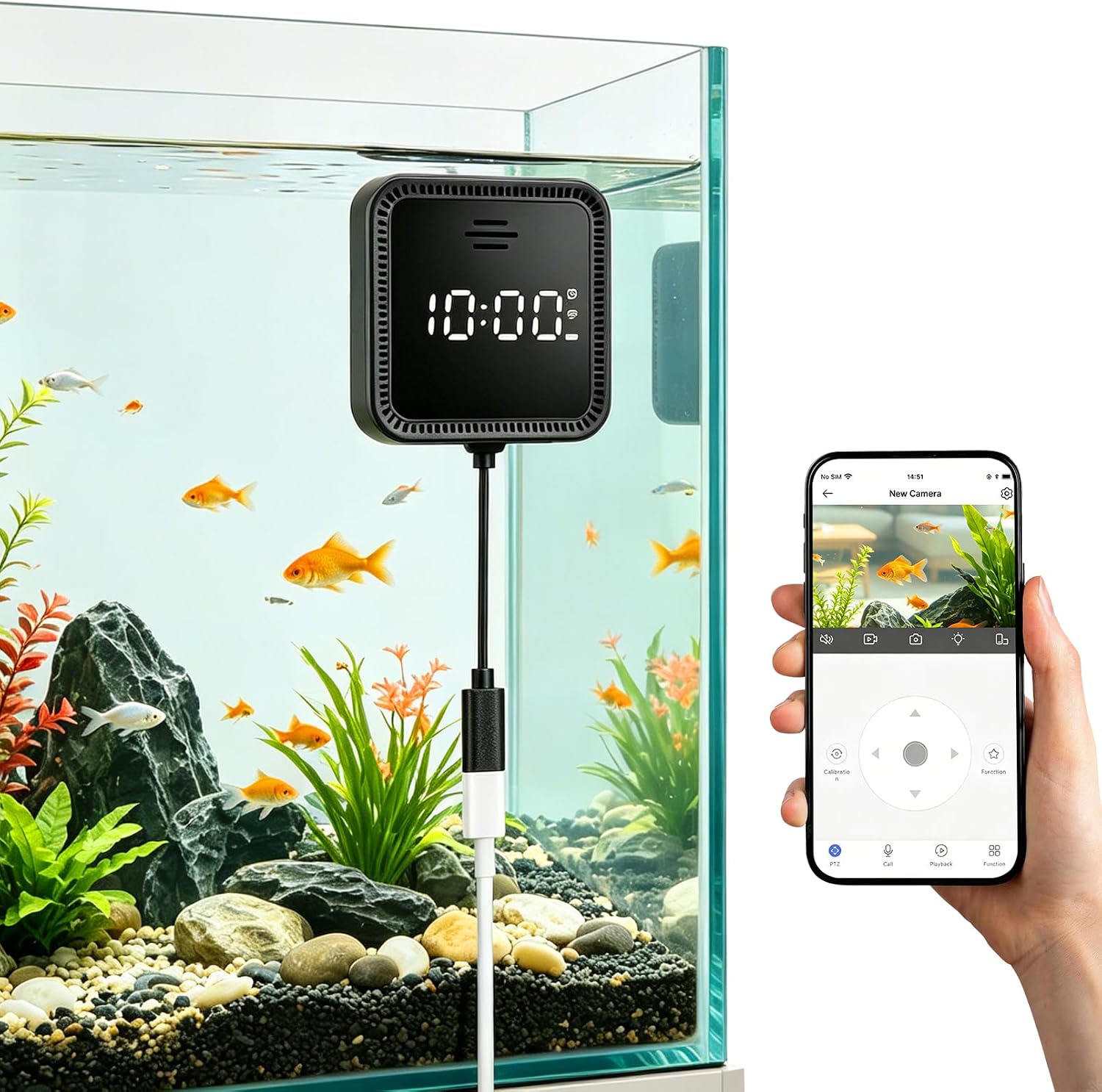 Fotocamera acquario 1080p con Wi-Fi e visione notturna
