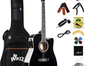 Chitarra Winzz 4/4 Dreadnought Nera - Kit Completo