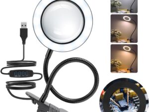 Lampada Lente d'Ingrandimento LED 5X URAQT - 3 Colori e 10 Luminosità