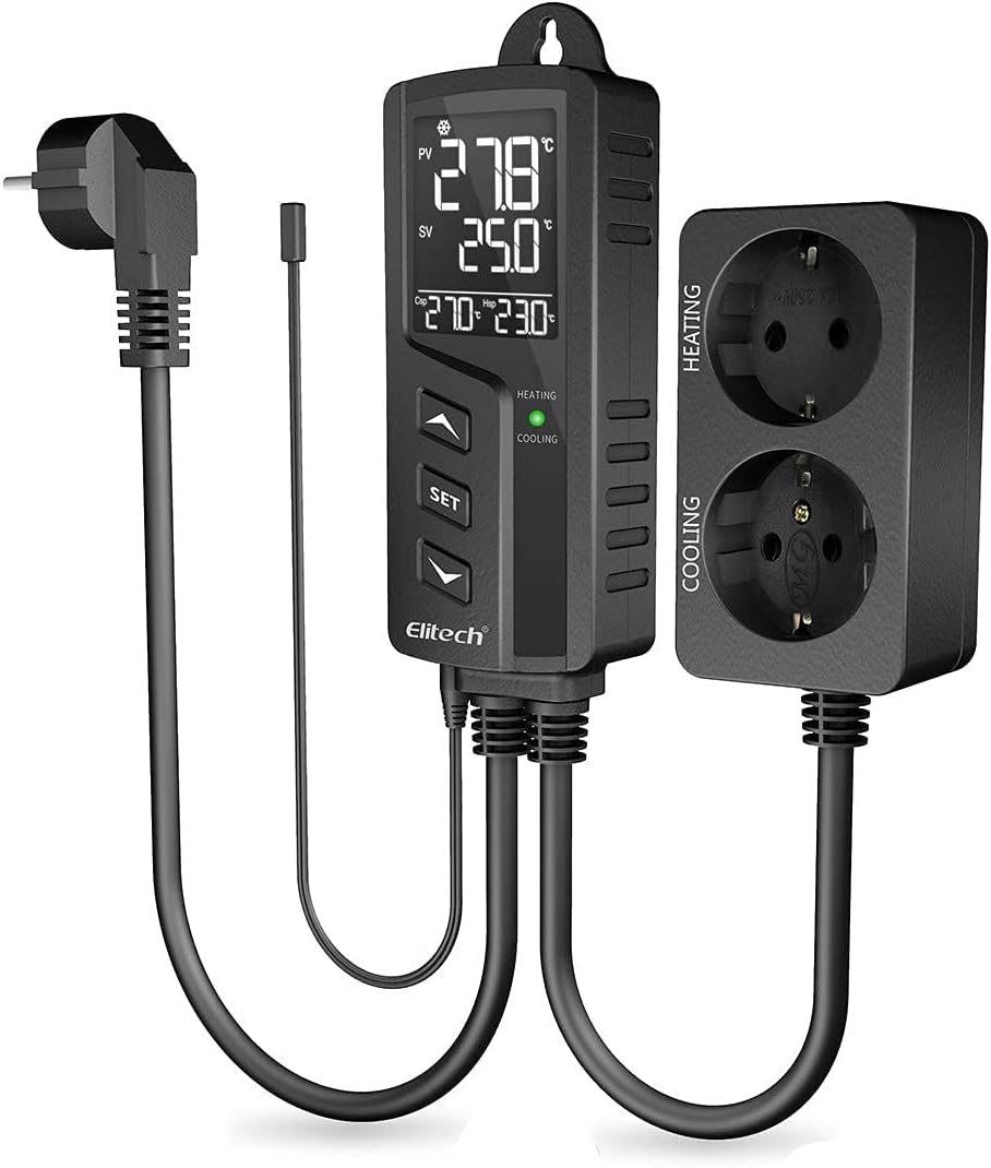 Elitech Termostato/Igrostato Digitale 2 in 1 – Controllo Temperatura e Umidità