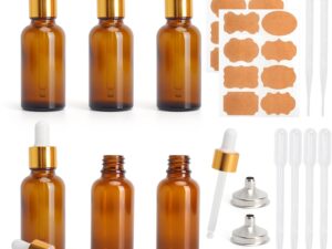 Set 6 flaconi contagocce vetro ambrato 30ml