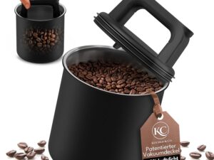 Barattolo caffè sottovuoto 250 g in acciaio inox nero