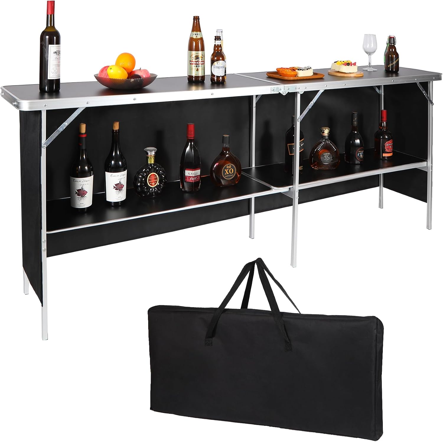 REDCAMP Tavolo da bar extra lungo portatile, nero