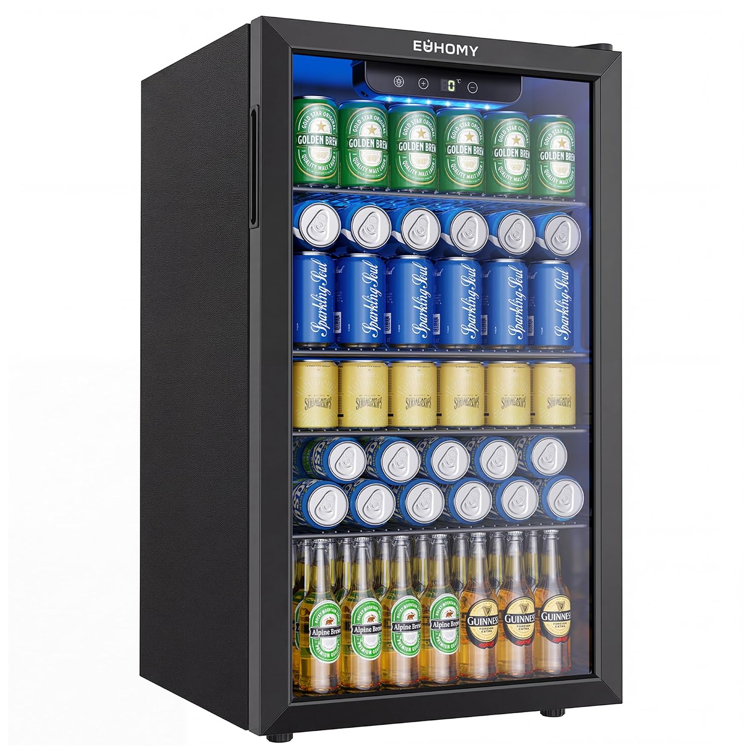 EUHOMY Mini frigo bevande 126 lattine, nero