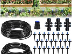 HIRALIY Kit irrigazione automatica 40 m, gocciolatori regolabili