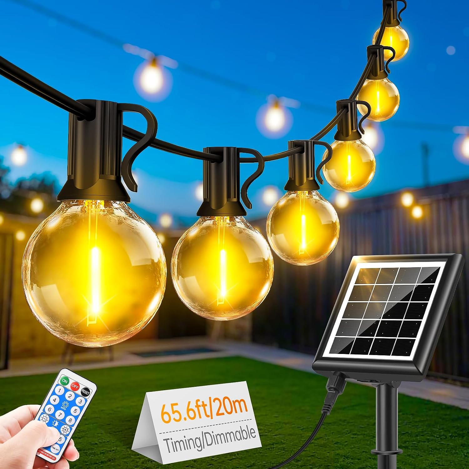 Striscia LED solare 20 m per esterni con telecomando
