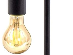 Lampada da tavolo vintage in metallo e legno nero