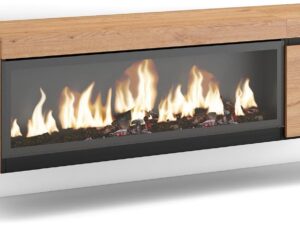 Mobile TV Skraut Home 160 cm con camino LED - Rovere