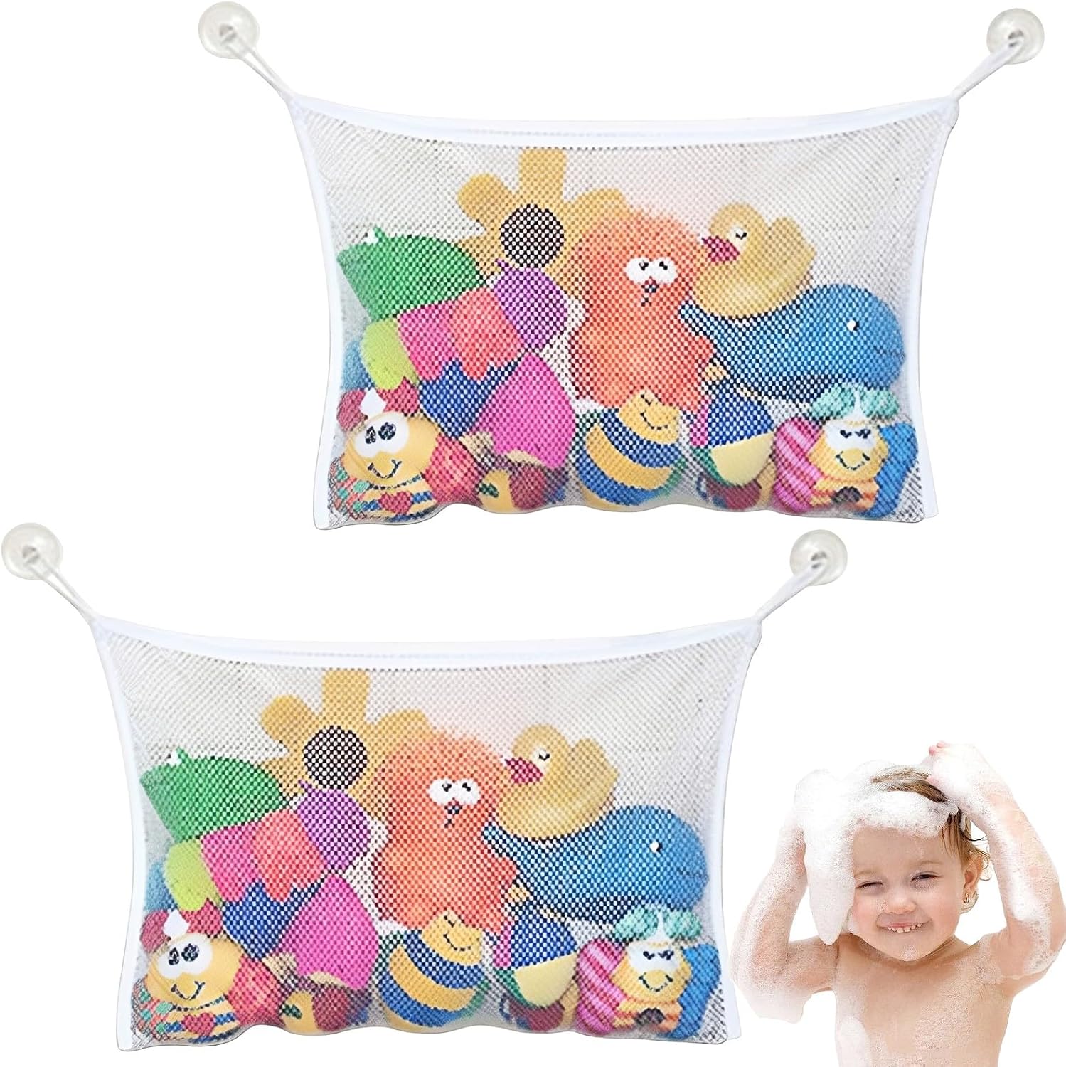 Rete Porta Giochi Vasca, 2 Pezzi con Ventose