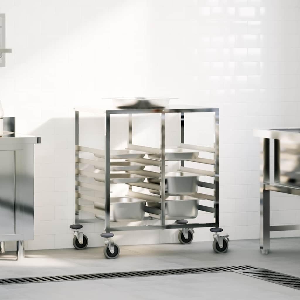 Carrello inox 12 vasche GN 1/1 con ruote frenate 75x55x87 cm