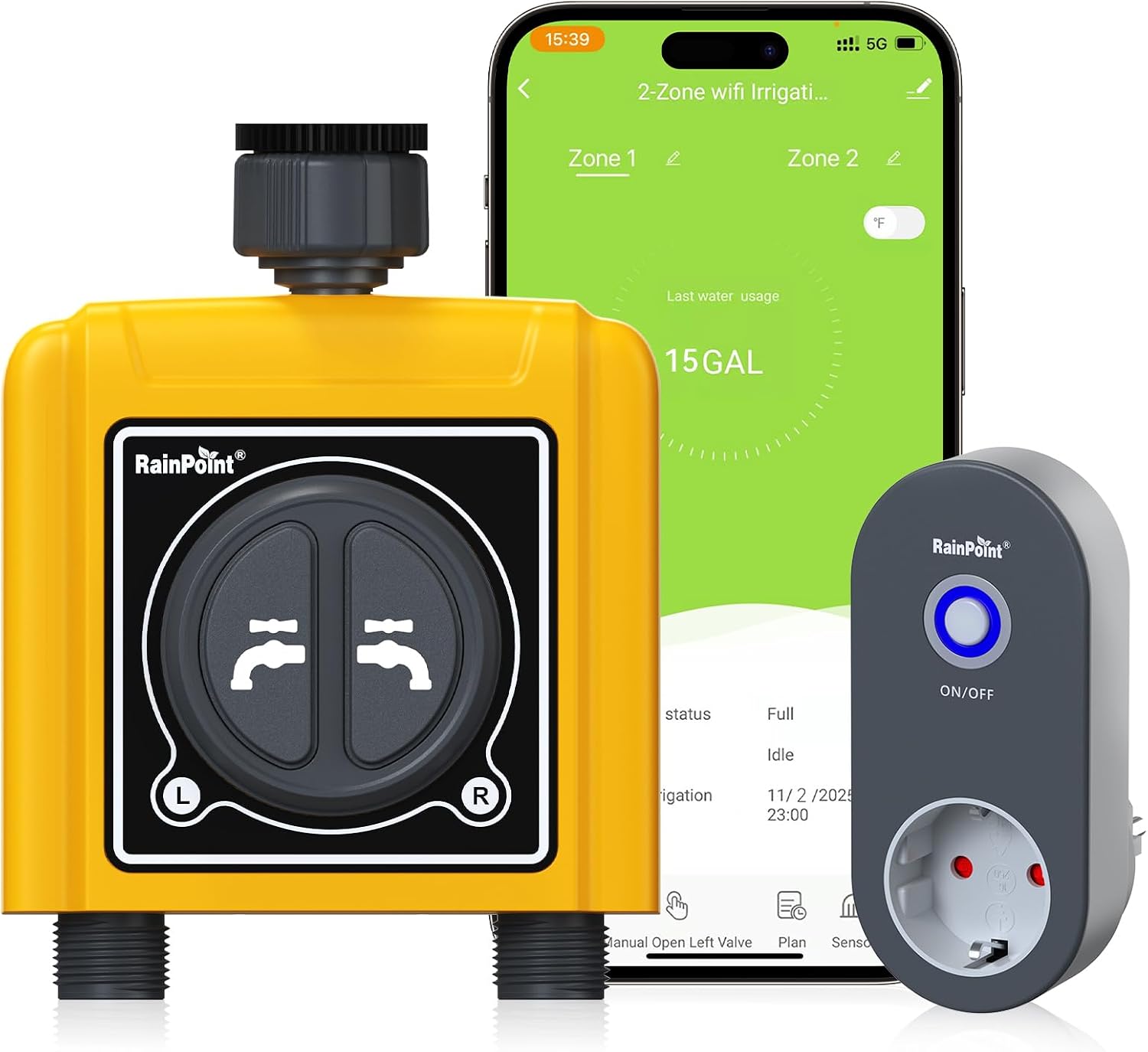 RAINPOINT Centralina Irrigazione WiFi 2 Vie, Smart Timer