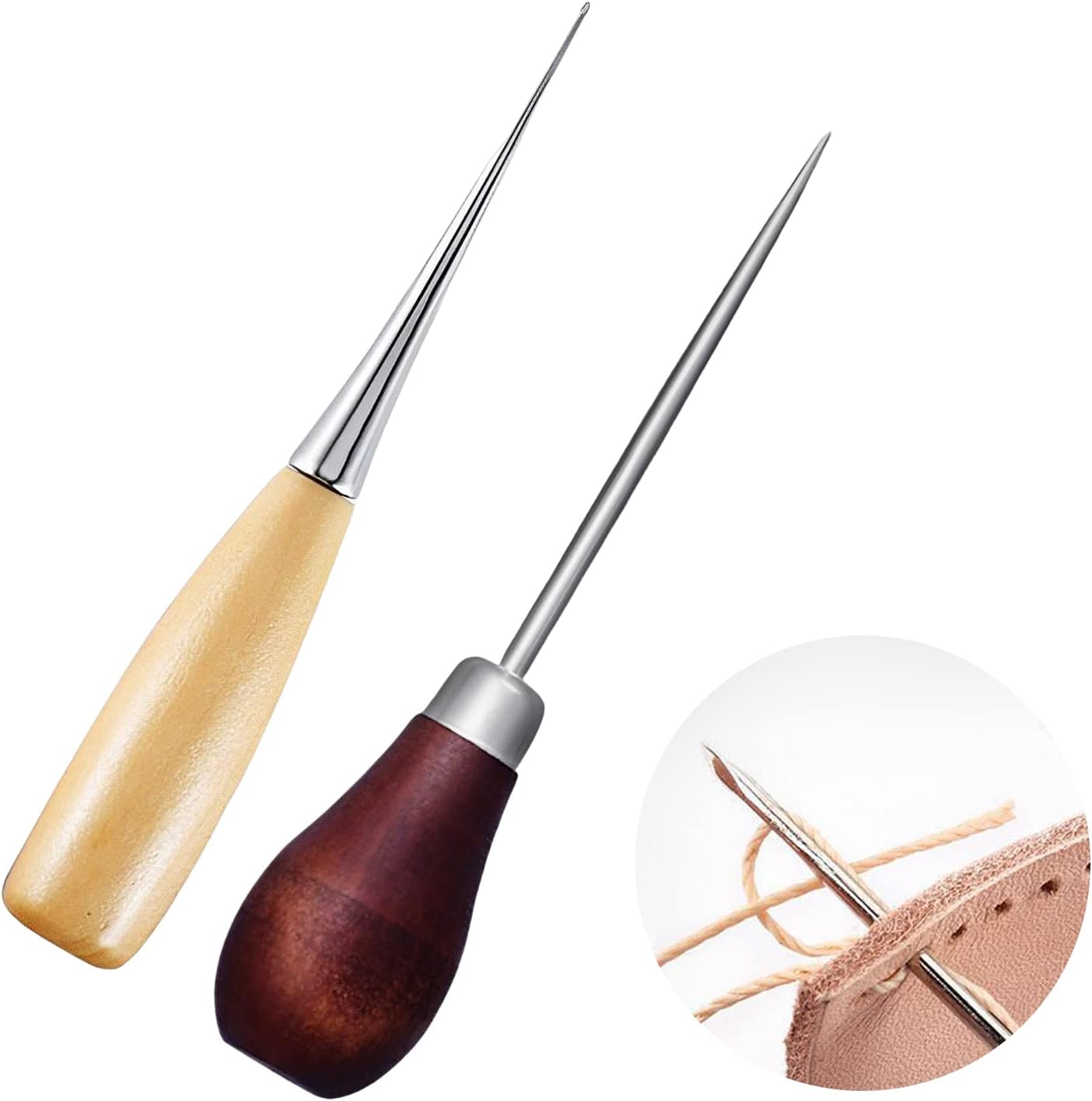 Set punteruoli in legno per cucito e pelle - 2 pezzi