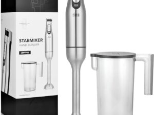 LEBENLANG Frullatore a mano 1200W in acciaio inox con accessori
