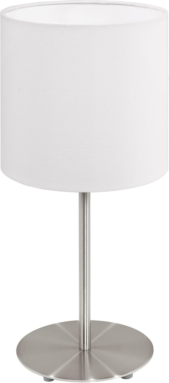 Eglo Pasteri, lampada da tavolo tessile in nichel opaco