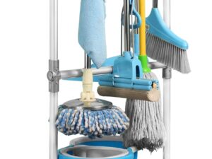 Supporto per scopa e mocio, carrello pulizia mobile