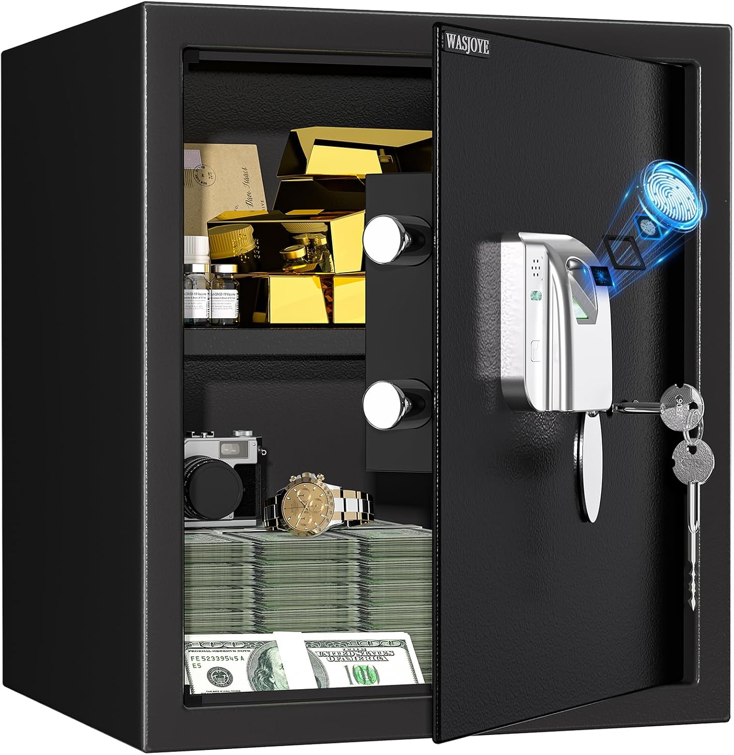 WASJOYE Cassaforte Biometrica 43L, Sicurezza Impronte Digitali