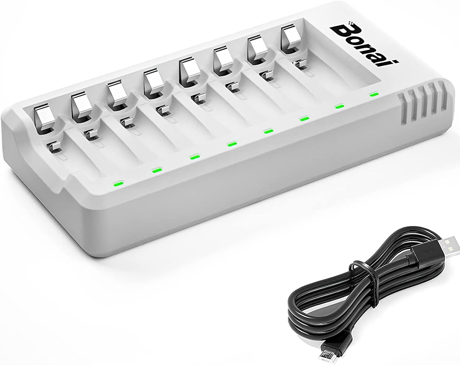 BONAI Caricabatterie 8 Slot per Pile AA/AAA Ni-MH