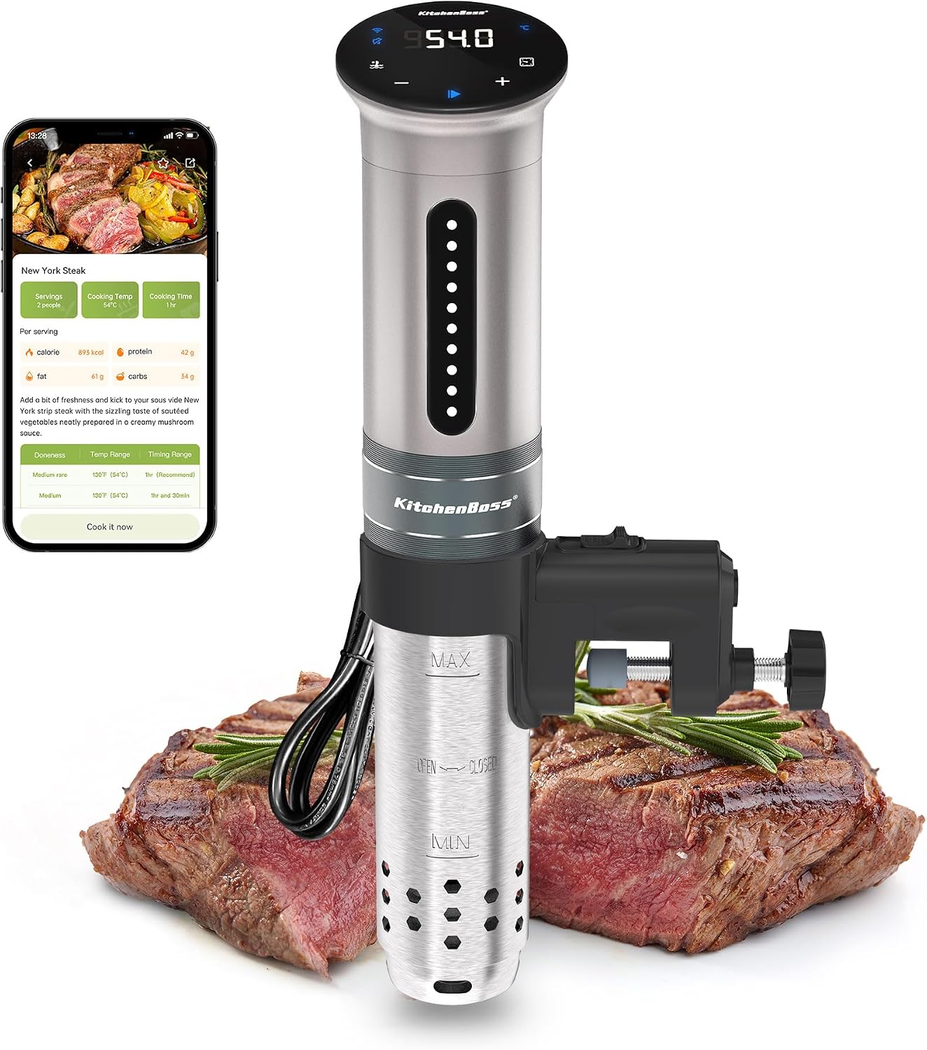 KitchenBoss Roner Wi-Fi 1100W per cottura a bassa temperatura