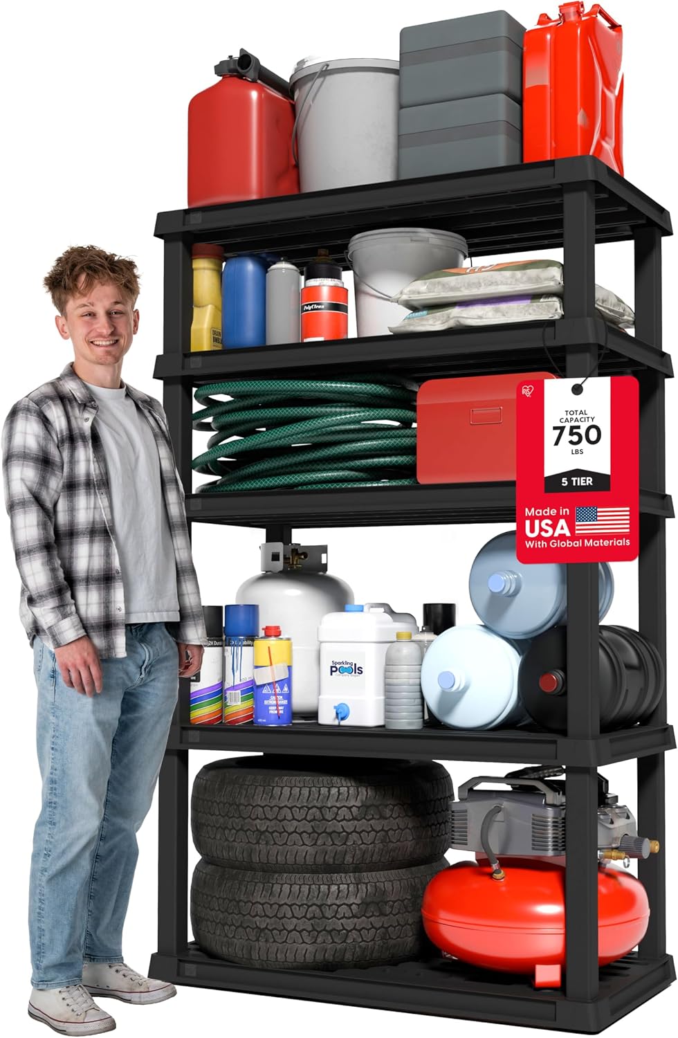 Scaffale IRIS USA 5 ripiani 171 cm, organizzatore garage e casa