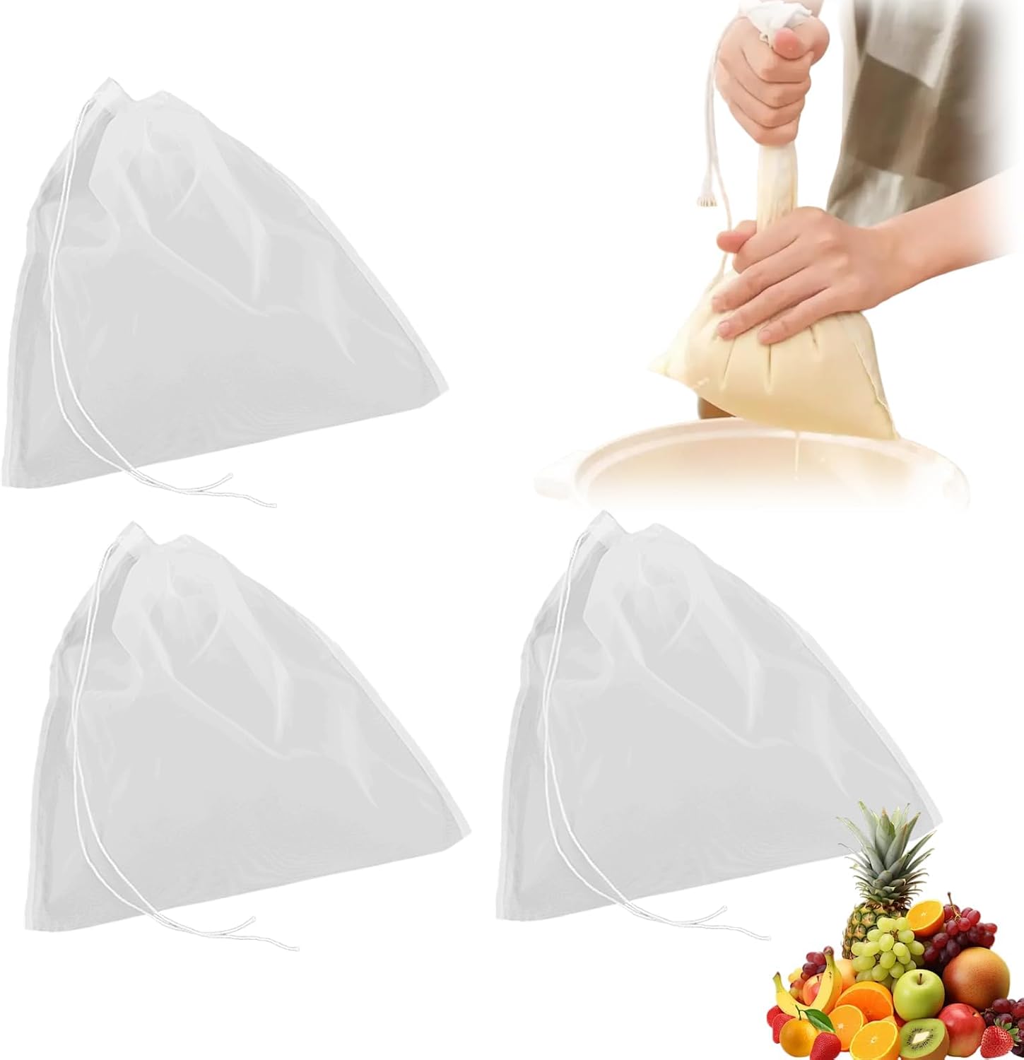 3 Sacchetti Filtro Nylon 120μm 60x45cm Lynqvor