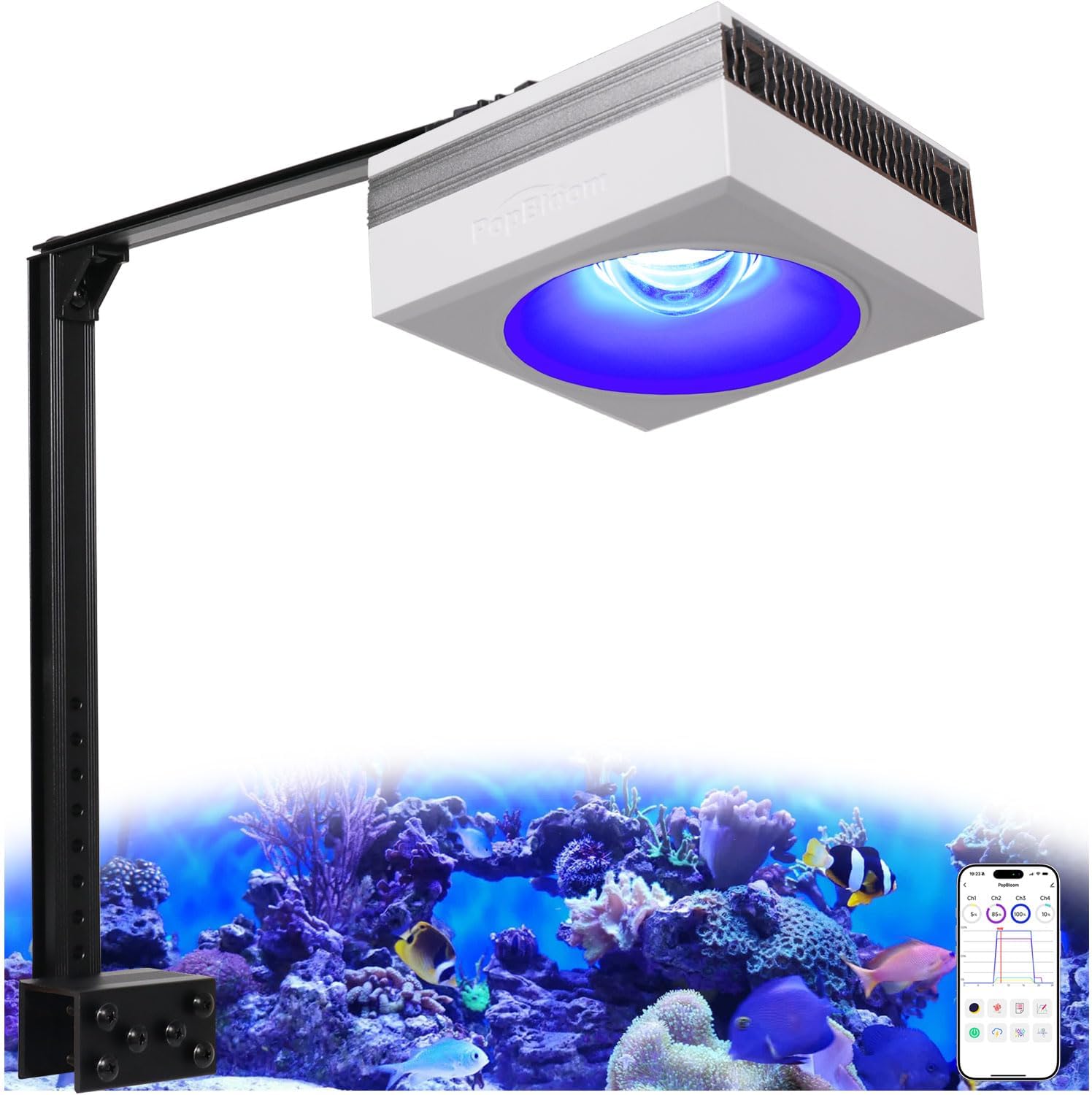 PopBloom WiFi LED Acquario Marino 100W con Kit a Braccio