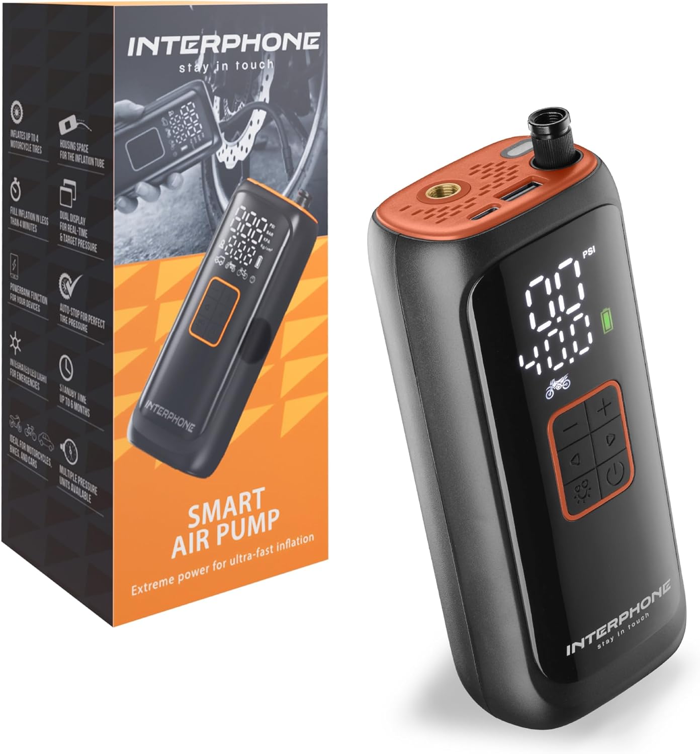 Compressore Portatile INTERPHONE: gonfiaggio rapido e versatile
