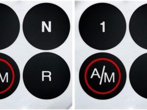 Adesivi riparazione pulsanti Fiat 500 MTA neri con scritta bianca