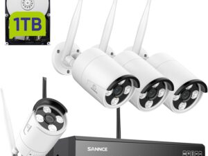 SANNCE Kit Videosorveglianza WiFi 5MP 8CH con 4 Telecamere IP66 e 1TB HDD