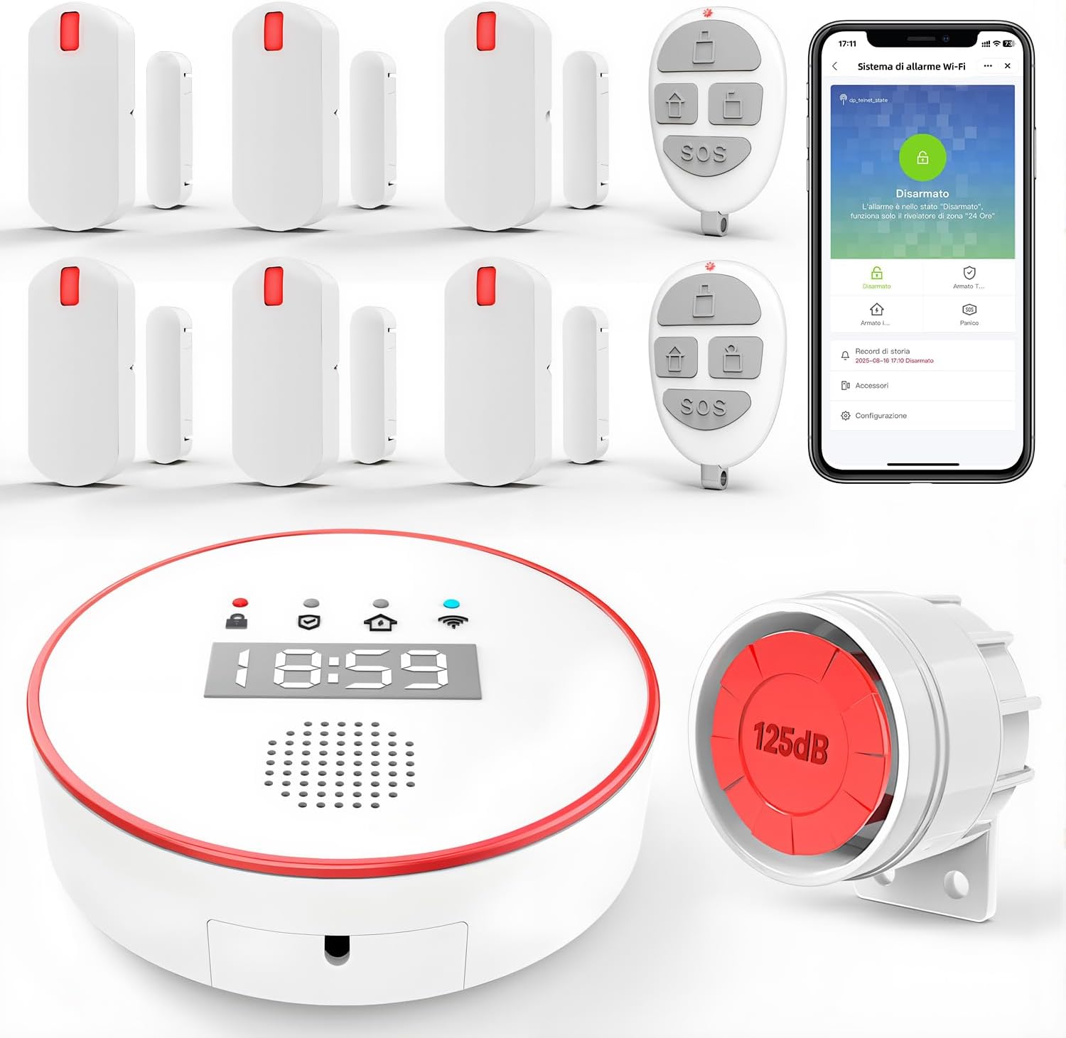 YISEELE Allarme Casa Wi-Fi 5 GHz: Kit Antifurto Senza Fili con App