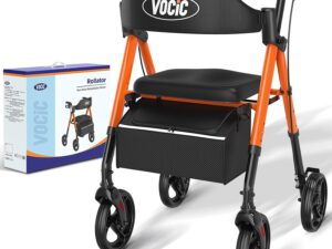 VOCIC Deambulatore 4 Ruote Arancia - Leggero e Pieghevole
