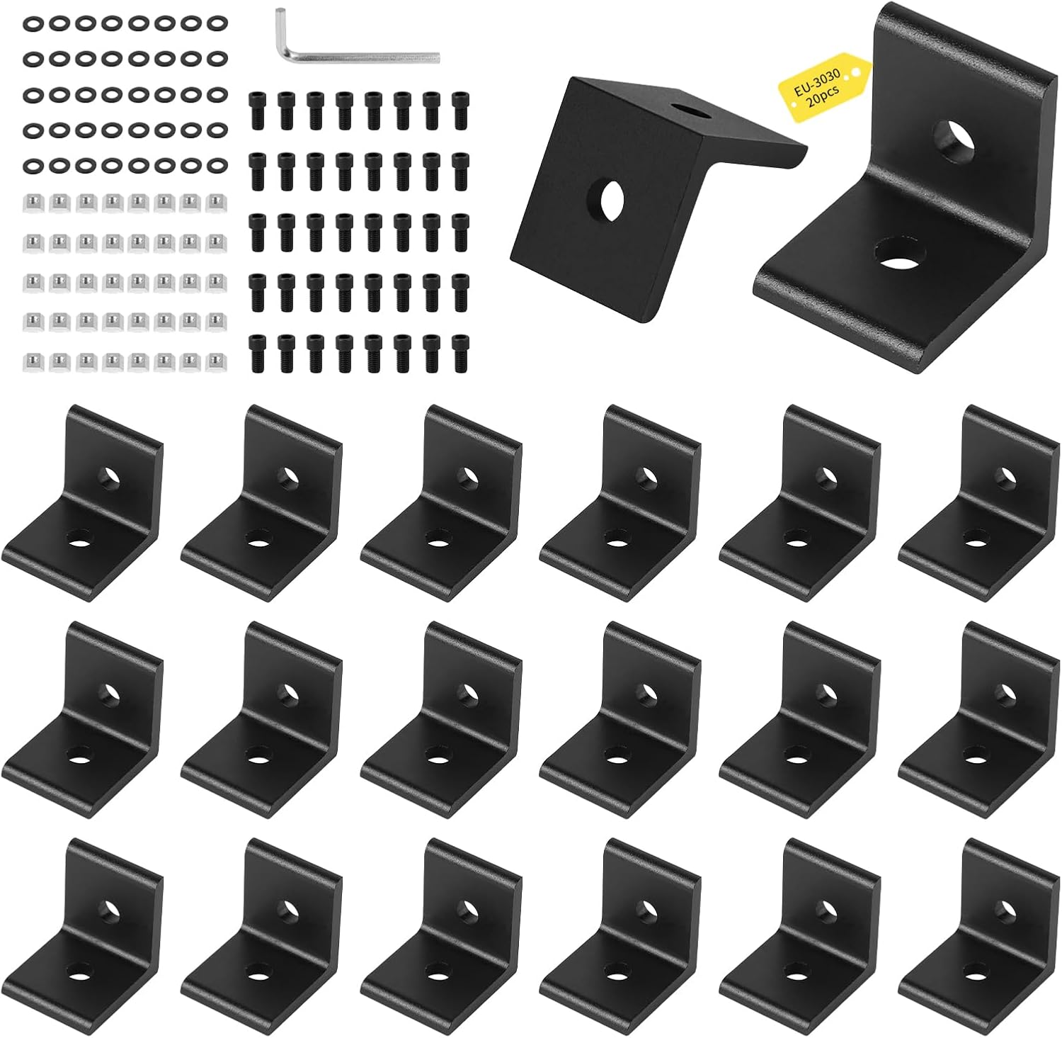 Set 20 Connettori Angolari Alluminio 3030 con Viti - Supaway